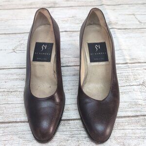 Di Sandro Brown Bronze Leather Chunky Heel Pumps Women Size 37